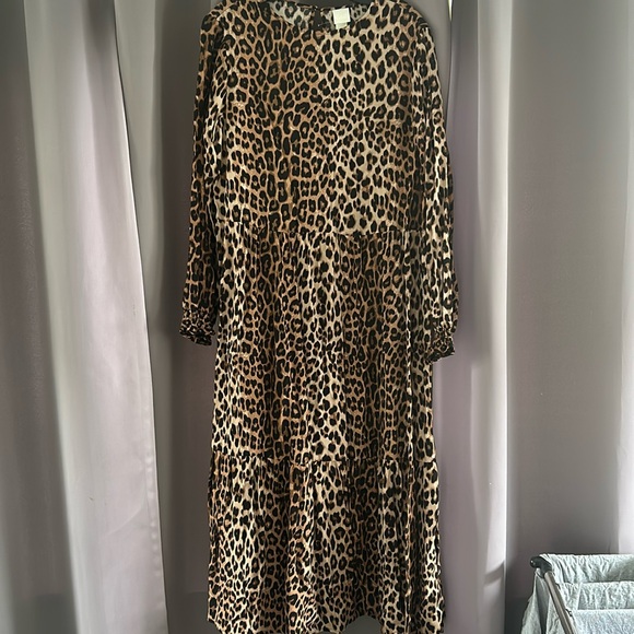 HM Long Sleeve Leopard Maxi Dress - Picture 2 of 7